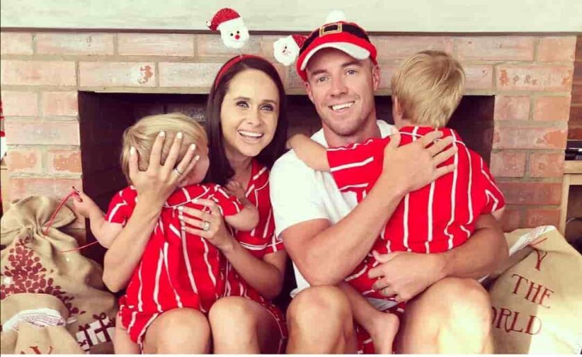 AB de Villiers and Danielle de Villiers with their baby boys 